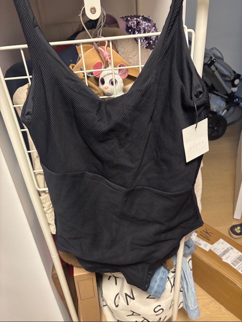 NWT! Hatch maternity Black Ribbed One-Piece bathing suit!